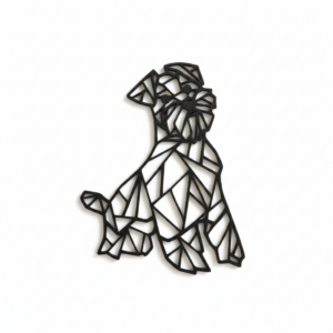 Figura decorativa en forma de perro schnauzer geométrico