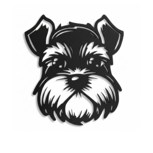 Figura decorativa en forma de cara de perro schnauzer